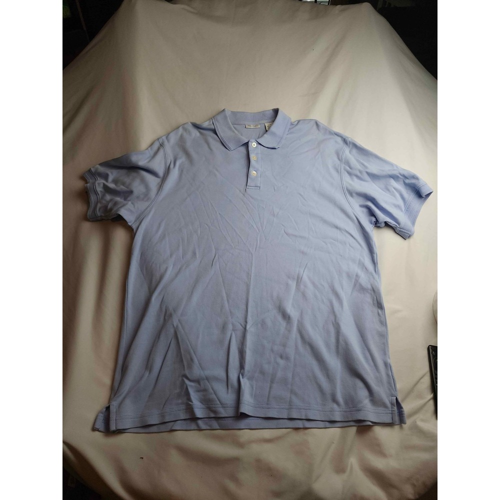 Van Heusen Mens Large Light Blue Pima Cotton Short Sleeve Polo Shirt